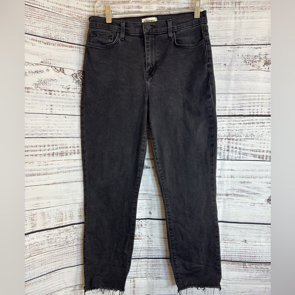 L'agence Jeans Womens Size 28 Sada High Rise Slim Washed Black Cropped
